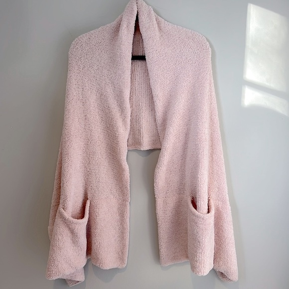 Soma Womens Light Pink Chenille Pocket Wrap Shawl Cardigan Soft One Size 75"x26" - Picture 1 of 16